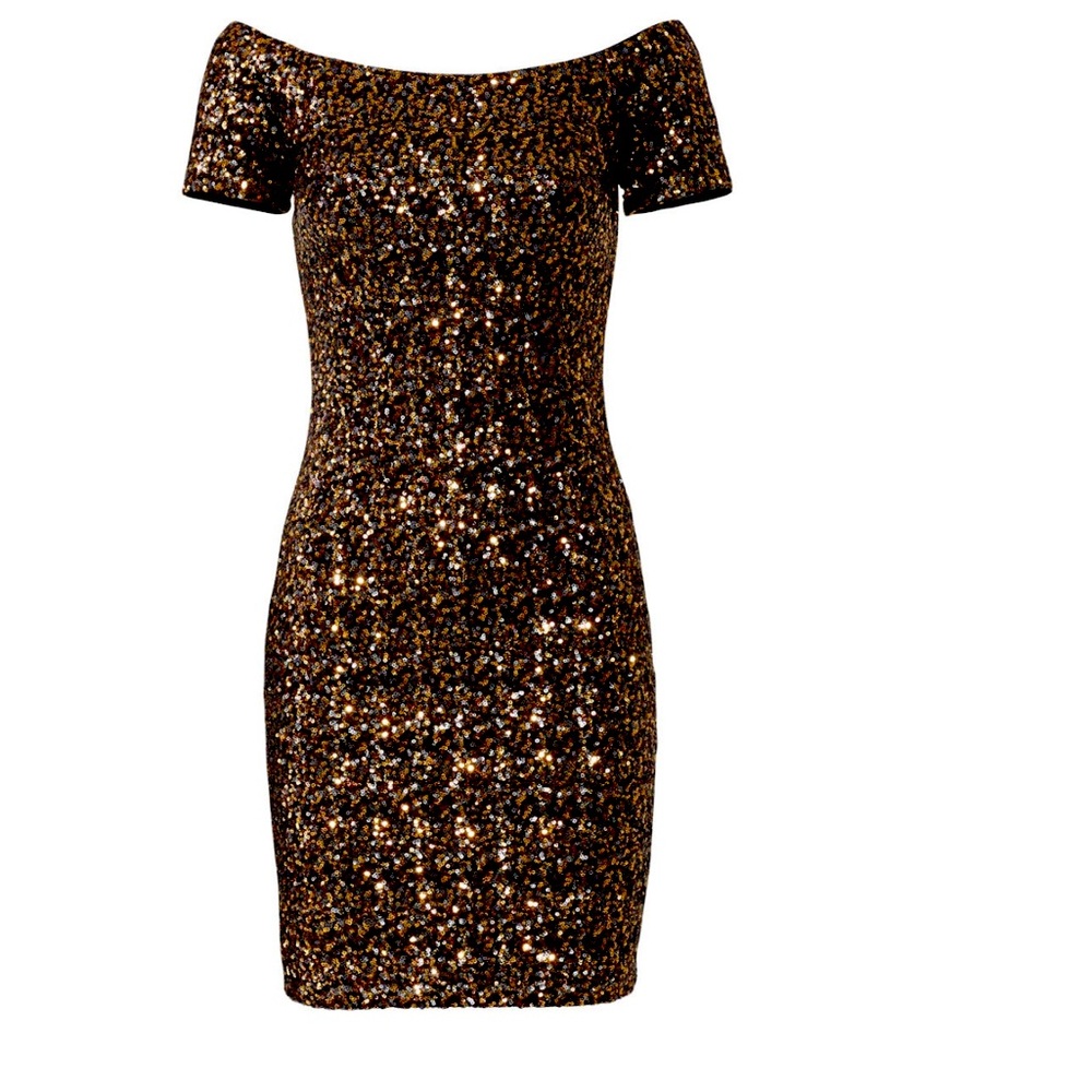 Dress the Population- Chocolate sequined mini-dress
